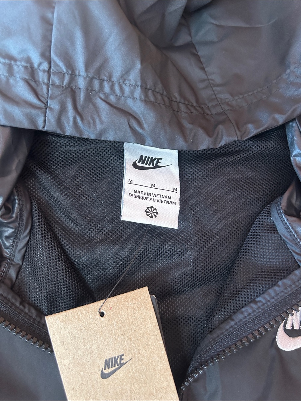 Nike Black Hooded Windbreaker Jacket with White Swoosh - Picture 2 of 16